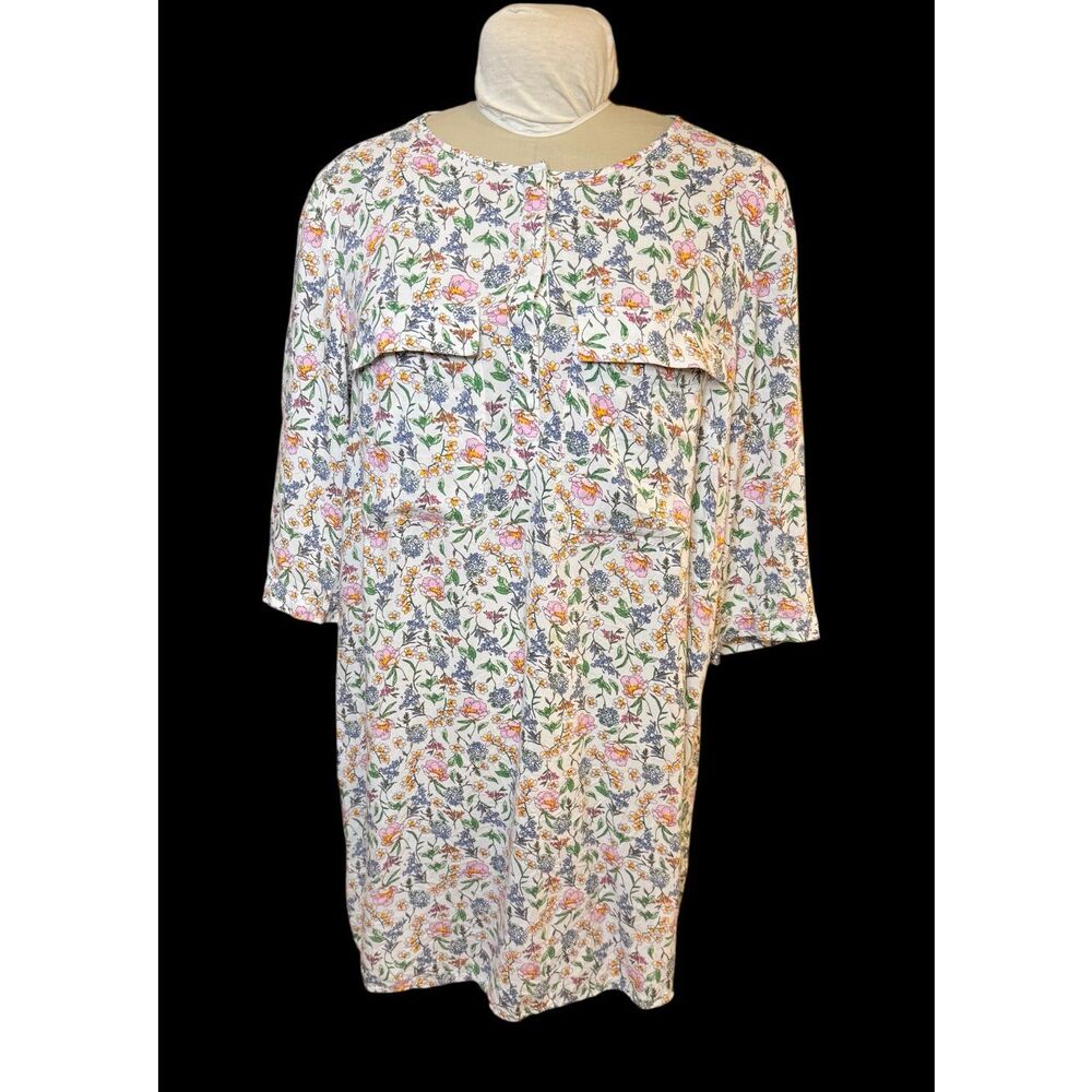 H&M Floral Print Flowy Dress with 3/4 Sleeves Midi Length Sz. 12 - Picture 4 of 10